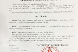 QĐ Ban hành Quy chế tổ chức & hoạt động của Ban Thông tin – Truyền thông Đoàn tộc Hà Nội