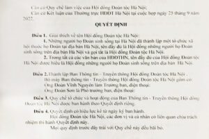 QĐ Thành lập Ban Thông tin – Truyền thông Hội Đồng Đoàn Tộc Hà Nội