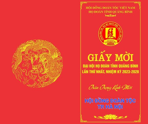 Giấy mời Đại hội Họ Đoàn Tỉnh Quảng Bình lần thứ Nhất, nhiệm kỳ 2023 – 2028